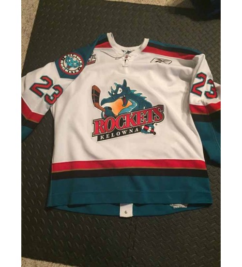 Custom WHL Kelowna Rockets 01 09 St Denis Home Hockey Jersey White